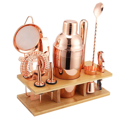 11Pcs Rose Gold Cocktail Shaker Set