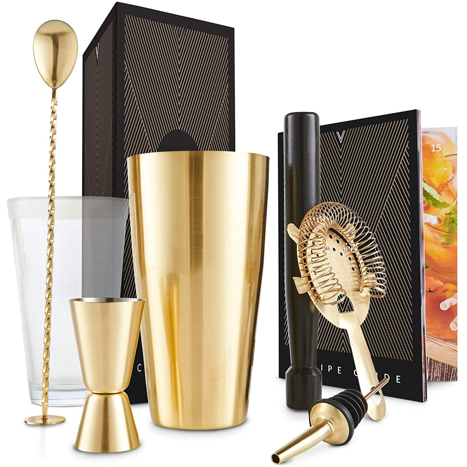 8Pcs Glass Boston Shaker Set