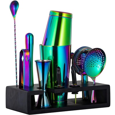 11Pcs Rainbow Boston Shaker Set with Stand