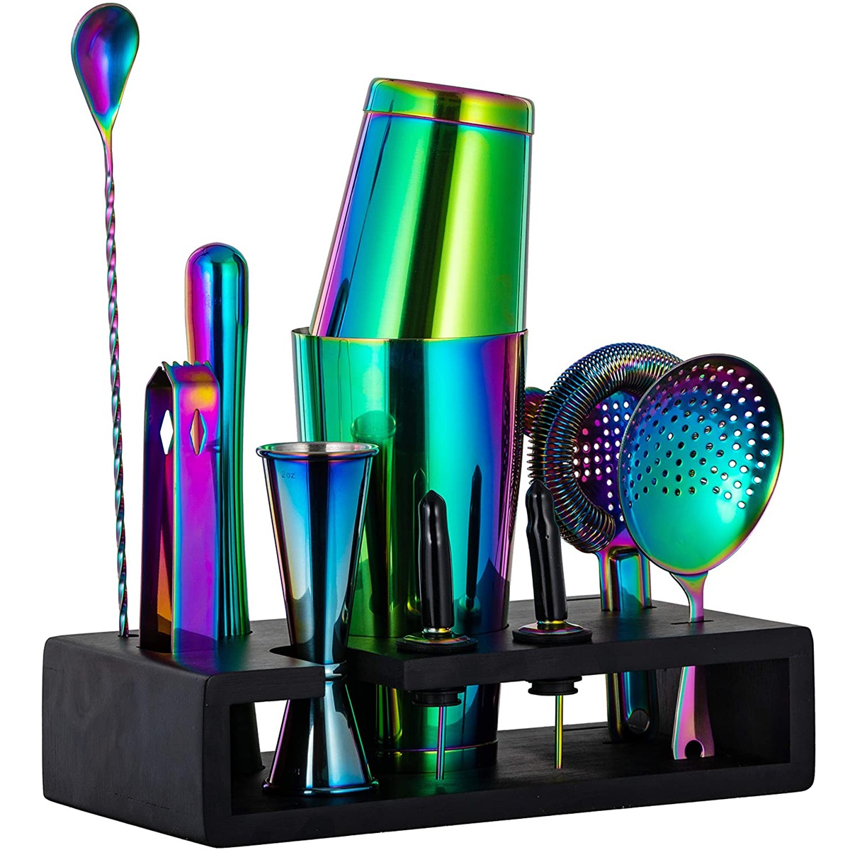 11Pcs Rainbow Boston Shaker Set with Stand