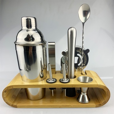 10Pcs Cocktail Shaker Set with Oval Stand